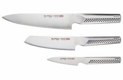 GLOBAL Knife Set - 3 pieces GU-01, GUM-10, GUF-30 in the group HOME, HOUSEHOLD & GARDEN / Kitchen utensils / Kitchen knives & Knife sharpeners at TP E-commerce Nordic AB (D24635)