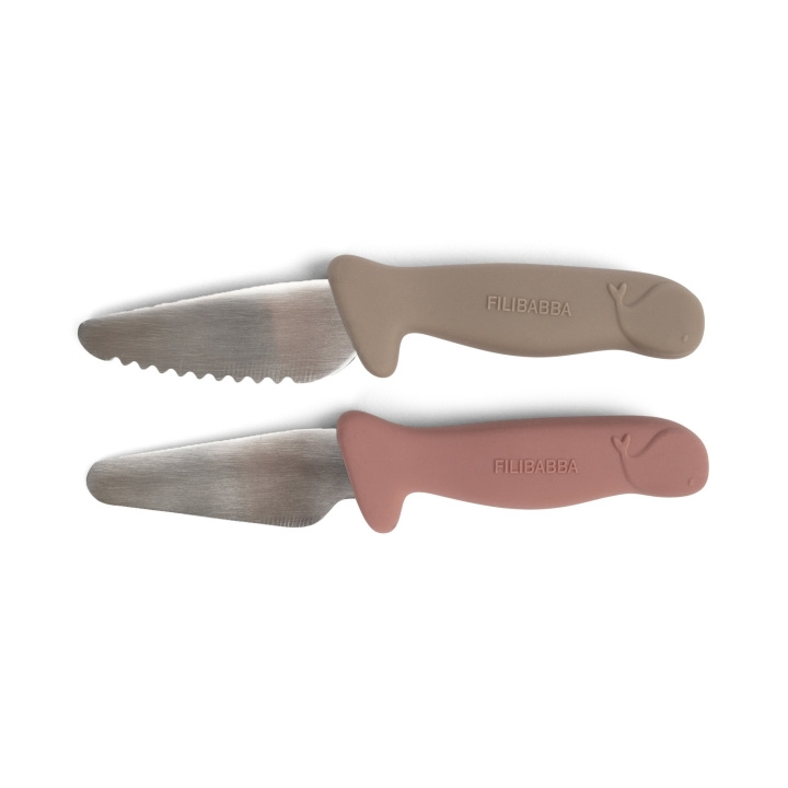 Filibabba Beginner\'s cutting knives - 2-pack - Warm Grey + Rose - (FI-03338) in the group HOME, HOUSEHOLD & GARDEN / Kitchen utensils / Kitchen knives & Knife sharpeners at TP E-commerce Nordic AB (D24648)