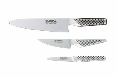 GLOBAL Knife Set - 3 Pieces G-2, GS-1, GSF-15 in the group HOME, HOUSEHOLD & GARDEN / Kitchen utensils / Kitchen knives & Knife sharpeners at TP E-commerce Nordic AB (D24674)