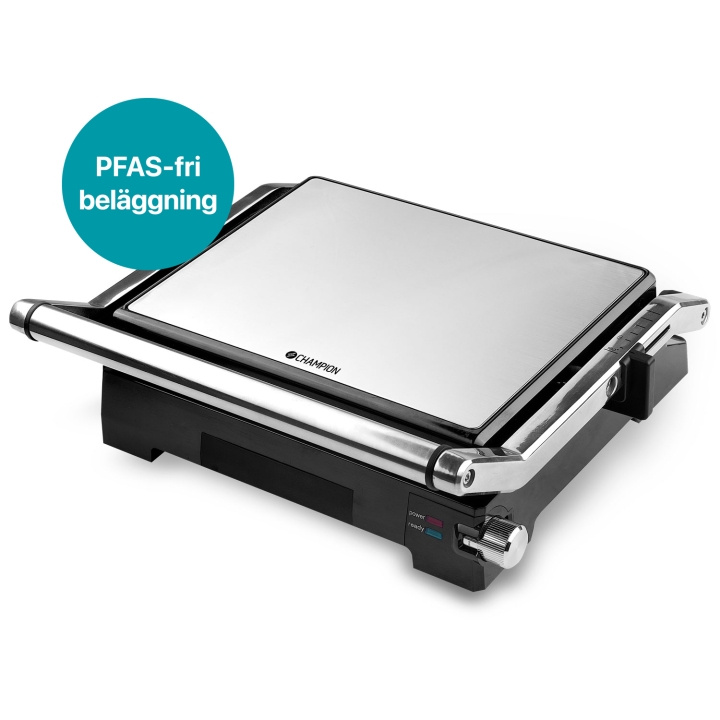 Champion Paninigrill Pro Health 2in1 med Bordsgrill 2000W PG600 Rostfri in the group HOME, HOUSEHOLD & GARDEN / Household appliances / Toasters & Bread grills / Table grills & Raclette at TP E-commerce Nordic AB (D24735)