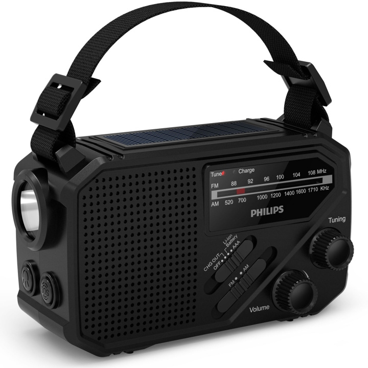 Philips Radio AM/FM Vevradio Solcell Ficklampa Svart in the group HOME ELECTRONICS / Audio & Picture / Home cinema, Hifi & Portable / Radio & Alarm clocks / Radio at TP E-commerce Nordic AB (D24741)