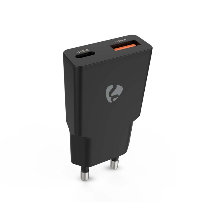 Nedis Wall Charger | PD3.0 | Quick charge feature | 1.5 / 2.0 / 2.22 / 3.0 A | Number of outputs: 2 | USB-A / USB-C™ | Automatic Voltage Selection | Black in the group SMARTPHONE & TABLETS / Chargers & Cables / Wall charger / Wall charger USB-C at TP E-commerce Nordic AB (D24956)