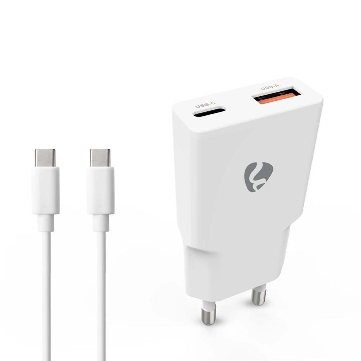 Nedis Wall Charger | PD3.0 30W | Quick charge feature | 1.5 / 2.0 / 2.5 / 3.0 A | Number of outputs: 2 | USB-A / USB-C™ | USB-C™ (Loose) Cable | 1.50 m | Automatic Voltage Selection | White in the group SMARTPHONE & TABLETS / Chargers & Cables / Wall charger / Wall charger USB-C at TP E-commerce Nordic AB (D24963)