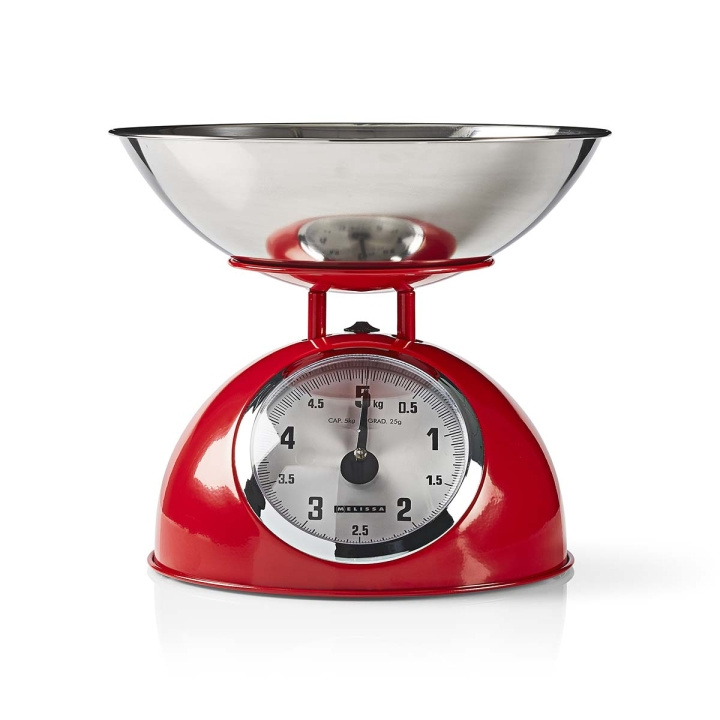 MELISSA Retro Kitchen Scale | Analog | Metal Housing | Removable bowl | Max. 5kg | 25-gram increments | Red in the group HOME, HOUSEHOLD & GARDEN / Kitchen utensils / Kitchen scales at TP E-commerce Nordic AB (D25005)