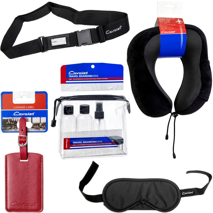 Cavalet Resekit 8 (Nackkudde, Reseflaskor, Bagagetag, Bagagerem, Sovmask) in the group Sport, leisure & Hobby / Travel accessories / Other at TP E-commerce Nordic AB (D25041)