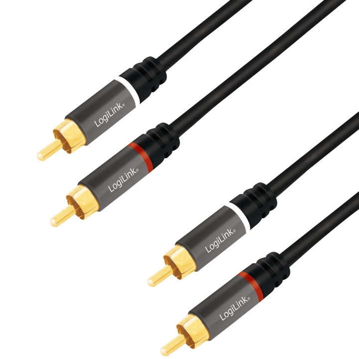LogiLink Audiokabel 2 x RCA-hane - 2 x RCA-hane 1,5m Metall Svart in the group HOME ELECTRONICS / Cables & Adapters / RCA / Cables at TP E-commerce Nordic AB (D25089)