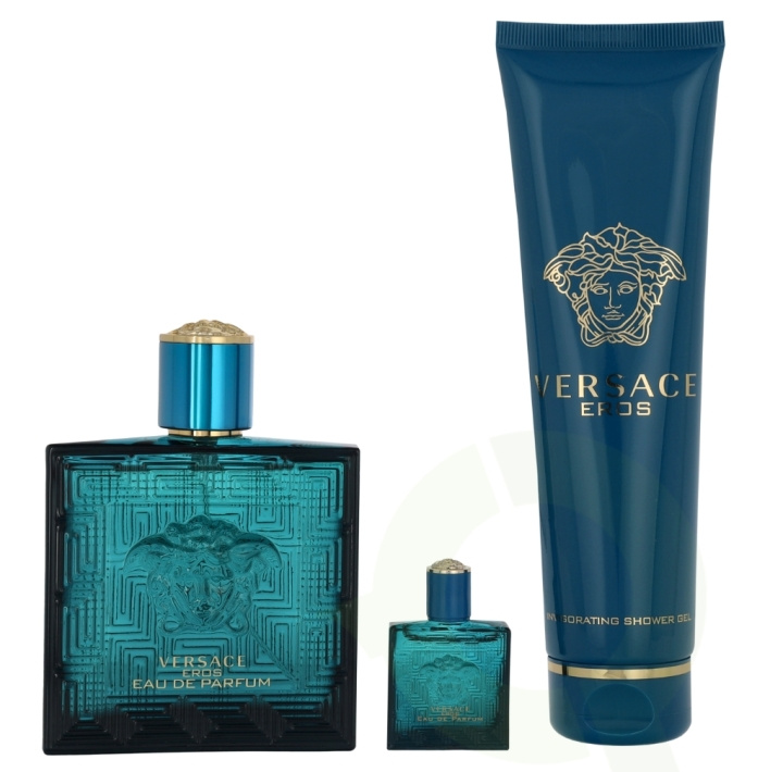 Versace Eros Pour Homme Giftset 255 ml Edp Spray 100ml/B&S Gel 150ml/Edp Spray 5ml in the group BEAUTY & HEALTH / Fragrance & Perfume / Perfumes / Perfume for him at TP E-commerce Nordic AB (D25472)