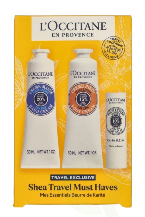 L\'Occitane Shea Travel Must-Haves Set 64.5 ml Hand Cream 30ml / Foot Cream 30ml / Lip Balm 4,5gr in the group BEAUTY & HEALTH / Hair & Styling / Hair care at TP E-commerce Nordic AB (D25656)