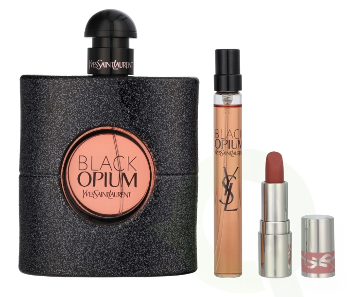 Yves Saint Laurent YSL Black Opium Giftset 101.3 ml Edp Spray 90ml/Epd Spray 10ml/Mini Lipstick #44 1.3g in the group BEAUTY & HEALTH / Fragrance & Perfume / Perfumes / Perfume for her at TP E-commerce Nordic AB (D25852)