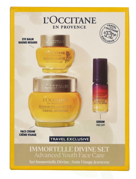 L\'Occitane Immortelle Face Care Set 70 ml Eye Balm 15ml/Divine Cream 50ml/Overnight Reset Oil 5ml in the group BEAUTY & HEALTH / Skin care / Face at TP E-commerce Nordic AB (D25882)