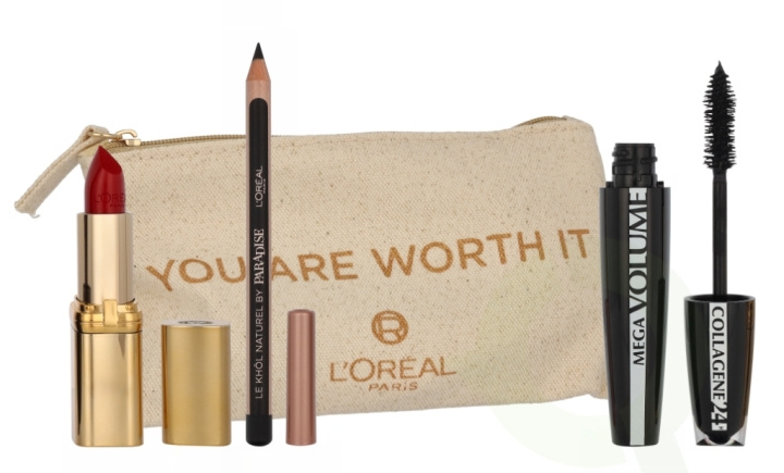 L\'Oreal I Am Worth It Red Set 15 ml Mascara 9ml/Black pencil 1.2ml/Satin Lipstick Red Passion 297 4.8 gr in the group BEAUTY & HEALTH / Makeup / Eyes & Eyebrows / Mascara at TP E-commerce Nordic AB (D25886)
