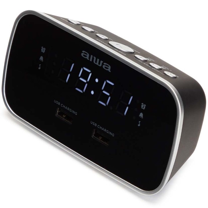 AIWA Klockradio Två alarm USB ladd-uttag Svart in the group HOME ELECTRONICS / Audio & Picture / Home cinema, Hifi & Portable / Radio & Alarm clocks / Clock radio at TP E-commerce Nordic AB (D28016)