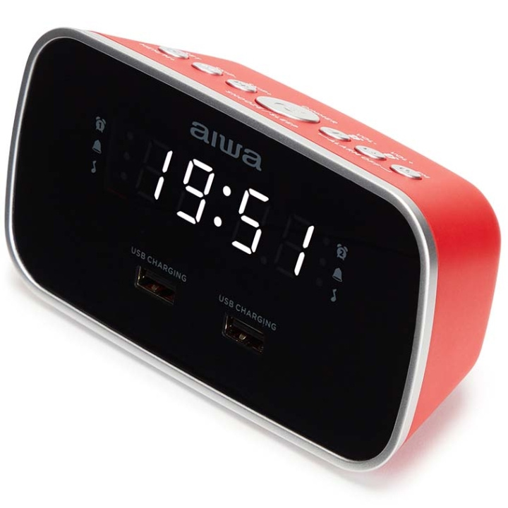 AIWA Klockradio Två alarm USB ladd-uttag Röd in the group HOME ELECTRONICS / Audio & Picture / Home cinema, Hifi & Portable / Radio & Alarm clocks / Clock radio at TP E-commerce Nordic AB (D28017)
