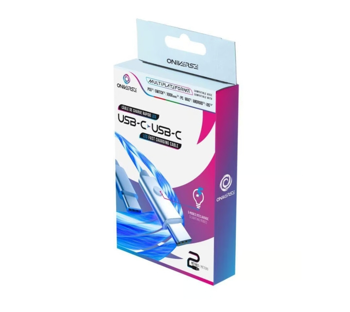 Oniverse Led Fast Charging Cable : Usb-C > Usb-C, 2 M - White in the group COMPUTERS & PERIPHERALS / Computer cables / USB / USB-C at TP E-commerce Nordic AB (D28409)