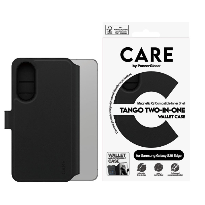 Panzer CARE by PanzerGlass - Feature Case Tango Two-in-One Wallet w. Qi-Compatible Samsung S25 Edge in the group SMARTPHONE & TABLETS / Phone cases / Samsung at TP E-commerce Nordic AB (D28640)
