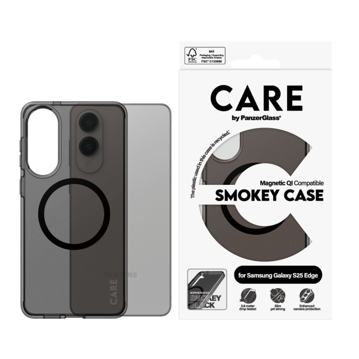 Panzer CARE by PanzerGlass - Flagship Case Urban Combat Smokey m. Sort Qi Compatible Samsung S25 Edge in the group SMARTPHONE & TABLETS / Phone cases / Samsung at TP E-commerce Nordic AB (D28643)