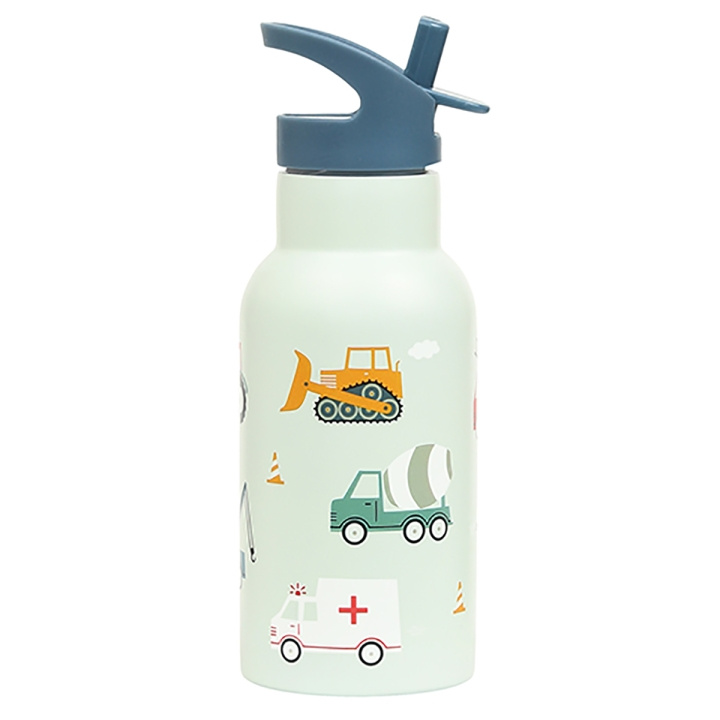 A little lovely company Stainless steel drinking bottle - Vehicles - 7.3 x 20 x 7.3 cm in the group TOYS, KIDS & BABY PRODUCTS / Eat & Drink / Baby bottle & Accessories at TP E-commerce Nordic AB (D28677)