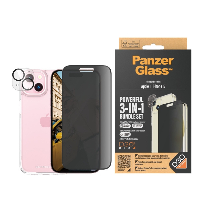 PanzerGlass Apple Iphone 15 Ultra-Wide Fit 3-in-1 bundle set in the group SMARTPHONE & TABLETS / Phone cases / Apple / iPhone 15 at TP E-commerce Nordic AB (D28895)