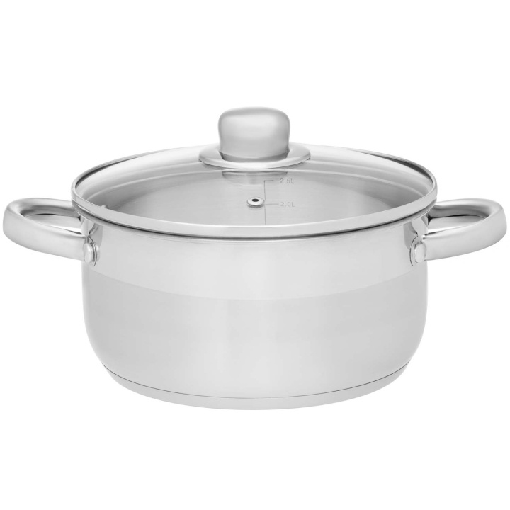 Maku Kastrull Basic i stål med glaslock 6,5 L in the group HOME, HOUSEHOLD & GARDEN / Kitchen utensils / Pots & Pans at TP E-commerce Nordic AB (D29102)