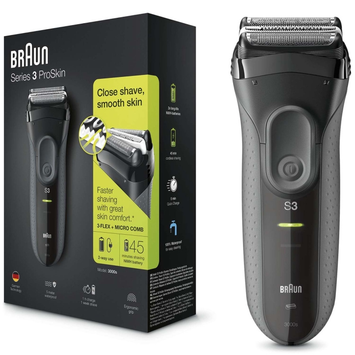 Braun Rakapparat 3000 BLK/GREY BOX MN in the group BEAUTY & HEALTH / Hair & Styling / Shaving & Trimming / Shavers at TP E-commerce Nordic AB (D29111)
