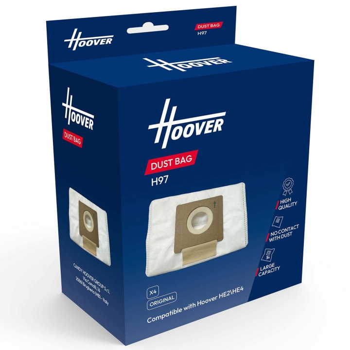 Hoover Dammsugarpåsar H97 för HE2/HE4 4-Pack in the group HOME, HOUSEHOLD & GARDEN / Cleaning products / Vacuum cleaners & Accessories / Accessories / Vacuum bags at TP E-commerce Nordic AB (D29115)