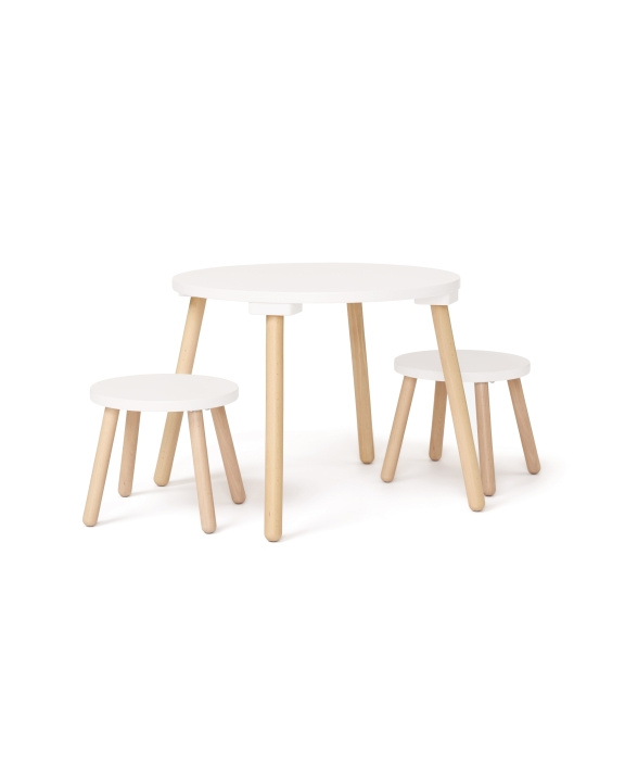 Kids Concept Stool and Table Set - White - 77x77x46 cm in the group TOYS, KIDS & BABY PRODUCTS / Children\'s room / Other furnishings at TP E-commerce Nordic AB (D29743)