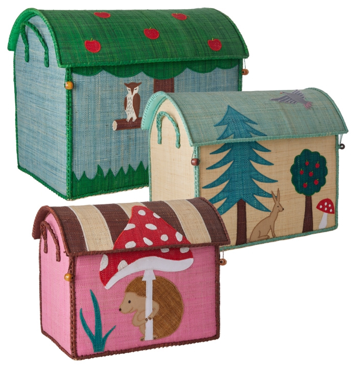 RICE Large Set of 3 Toy Baskets Happy Forest Theme in the group TOYS, KIDS & BABY PRODUCTS / Children\'s room / Storage at TP E-commerce Nordic AB (D29830)