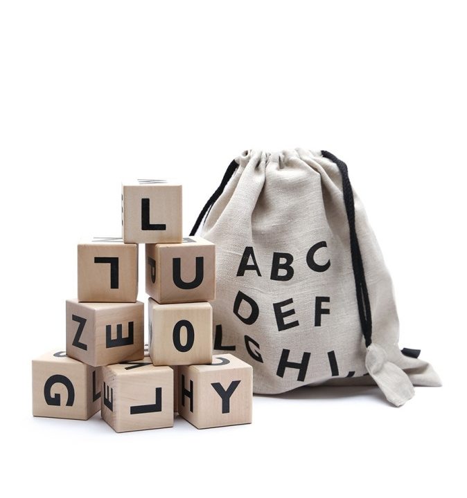 Ooh Noo Wooden alphabet blocks, black (40AB1501) in the group TOYS, KIDS & BABY PRODUCTS / Baby toys / Activity toys at TP E-commerce Nordic AB (D29859)
