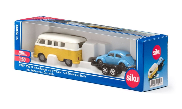 SIKU VW T1 with Trailer and VW Beetle (313-2567) in the group TOYS, KIDS & BABY PRODUCTS / Toys / Toy cars at TP E-commerce Nordic AB (D29945)