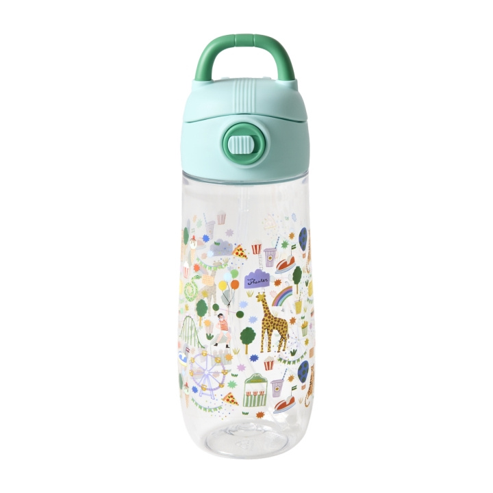 RICE Plastic Kids Drinking Bottle with Fun Fair Print - Mint - 550 ml in the group TOYS, KIDS & BABY PRODUCTS / Eat & Drink / Baby bottle & Accessories at TP E-commerce Nordic AB (D29982)