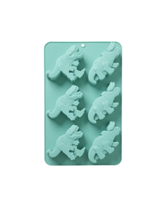 RICE Silicone Baking Form with 6 Dinos - Mint - 30 cm x 20 cm in the group TOYS, KIDS & BABY PRODUCTS / Eat & Drink / Children\'s tableware at TP E-commerce Nordic AB (D30064)