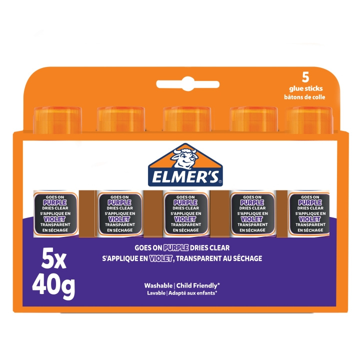 Elmer\'s Disappearing Purple Glue stick 40 gram (5 pack) (2143884) in the group TOYS, KIDS & BABY PRODUCTS / Toys / Crafts at TP E-commerce Nordic AB (D30853)