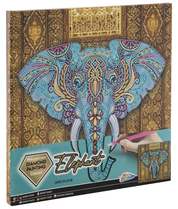 Grafix Diamond Painting on Canvas - Elephant 30 x 30 cm - (K-260010) in the group TOYS, KIDS & BABY PRODUCTS / Toys / Crafts at TP E-commerce Nordic AB (D30868)