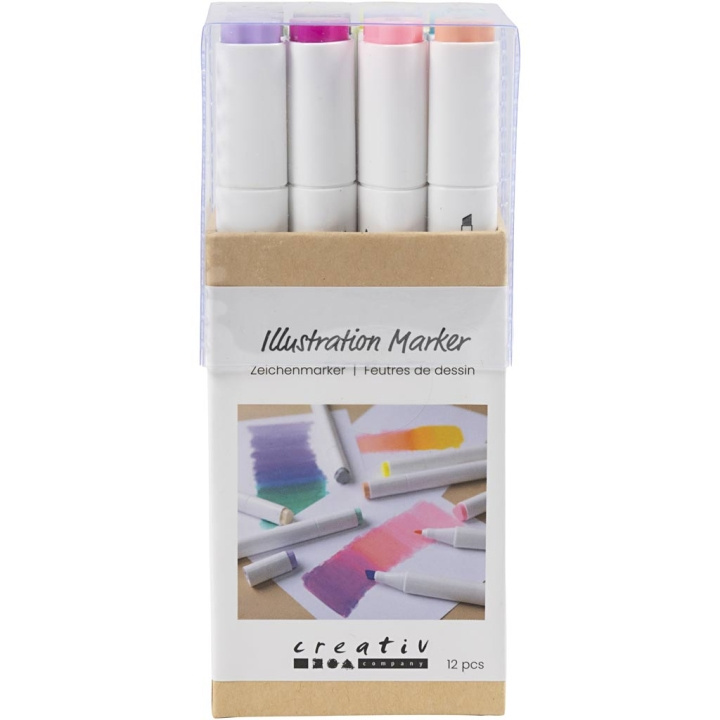 Creative Toys Creativ - Illustration Marker, Line 1+8 mm, Pastel Colours, 12 pc - () in the group TOYS, KIDS & BABY PRODUCTS / Toys / Crafts at TP E-commerce Nordic AB (D30922)