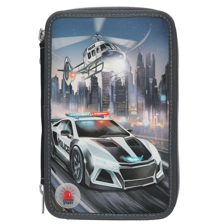 Dino World Monster Cars Triple Pencil Case with LED, Police Car - (0413333) in the group TOYS, KIDS & BABY PRODUCTS / Toys / Pencil case at TP E-commerce Nordic AB (D31170)