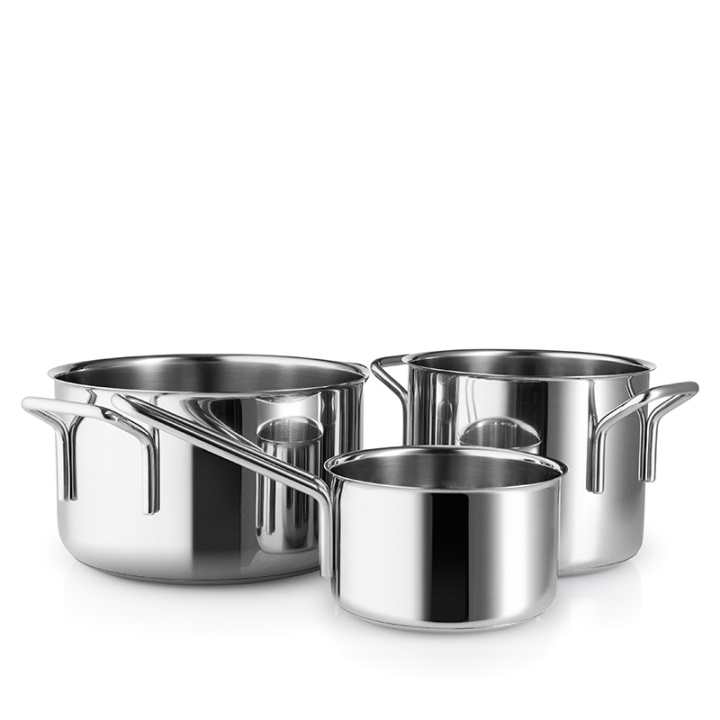 Eva Trio Stainless Steel 3 pcs. Cookware set - 1.1 L - 2.2 L - 3.6 L in the group HOME, HOUSEHOLD & GARDEN / Kitchen utensils / Pots & Pans at TP E-commerce Nordic AB (D31250)