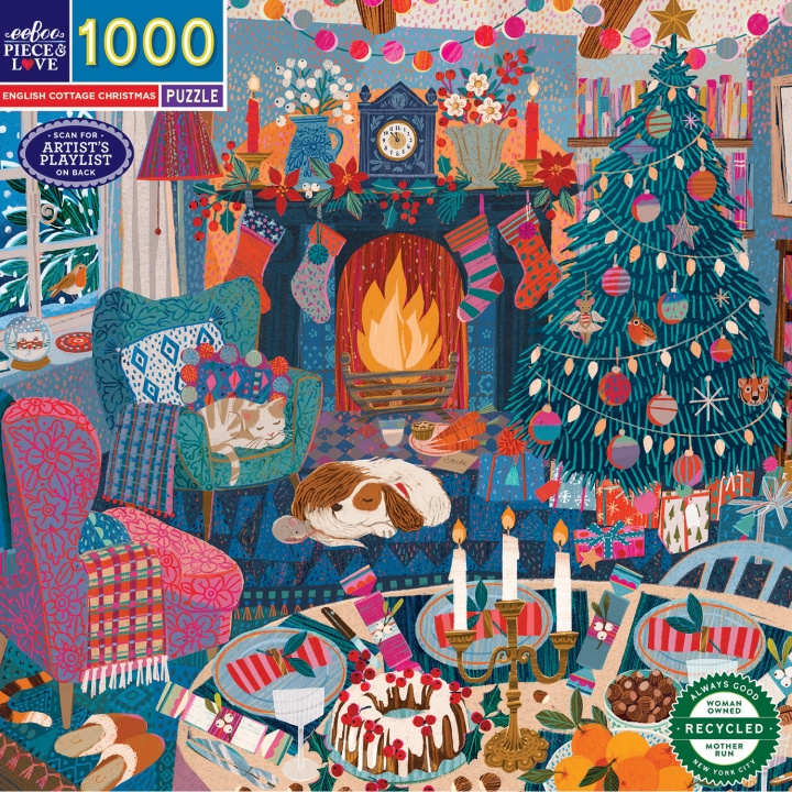 eeBoo Puzzle 1000 pcs - English Cottage Christmas (EPZTECC) in the group Sport, leisure & Hobby / Hobby / Puzzle at TP E-commerce Nordic AB (D31380)