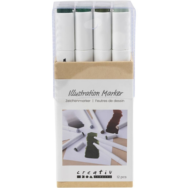 Creative Toys Creativ - Illustration Marker, line 1+8 mm, Nature colours, 12pc/ 1 pack (373741) in the group TOYS, KIDS & BABY PRODUCTS / Toys / Crafts at TP E-commerce Nordic AB (D31442)