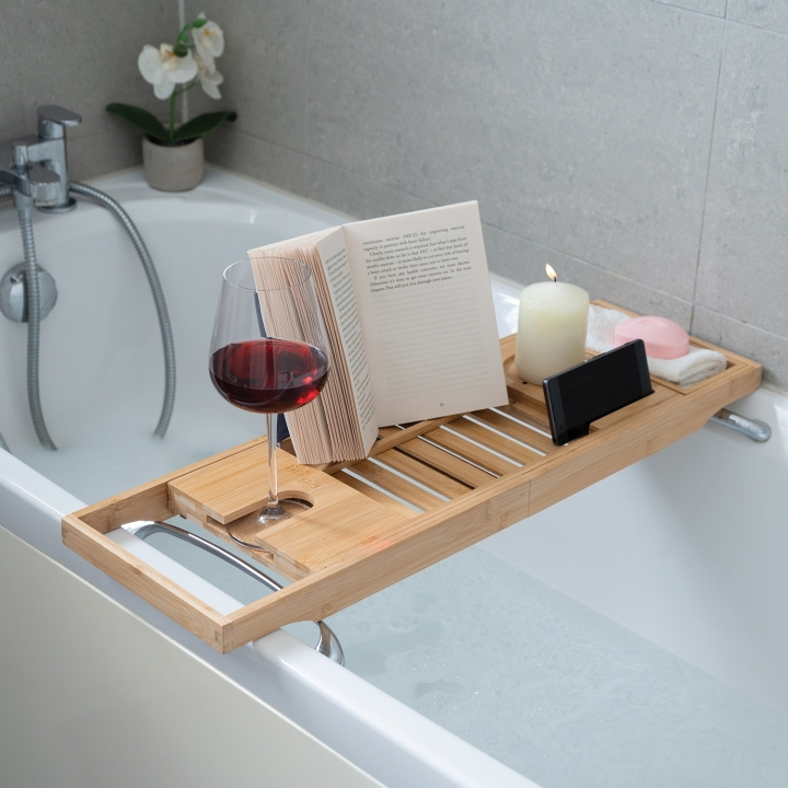 Mad Monkey Bamboo bath shelf - Adjustable, fits bathtubs up to 1 meter wide - natural in the group Sport, leisure & Hobby / Fun stuff / Smart home at TP E-commerce Nordic AB (D31452)