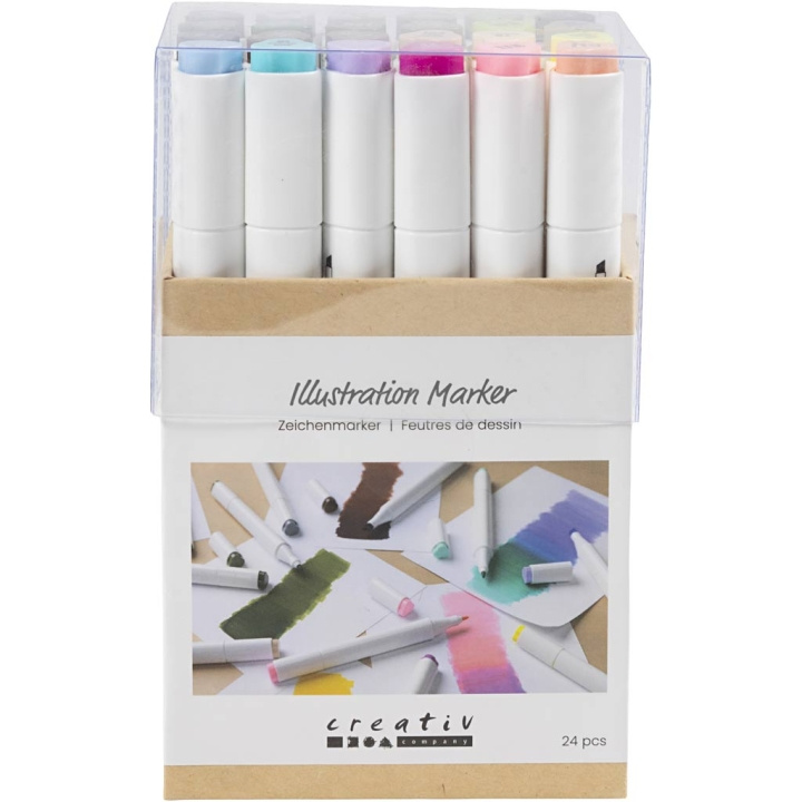 Creative Toys Creativ - Illustration Marker, Line 1+8 mm, Pastel Colours, Standard Colours, 24 pc - () in the group TOYS, KIDS & BABY PRODUCTS / Toys / Crafts at TP E-commerce Nordic AB (D31464)