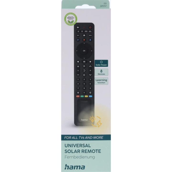 Hama Remote Control Universal 8In1 Solar in the group HOME ELECTRONICS / Audio & Picture / TV & Accessories / Remote controls at TP E-commerce Nordic AB (D31826)