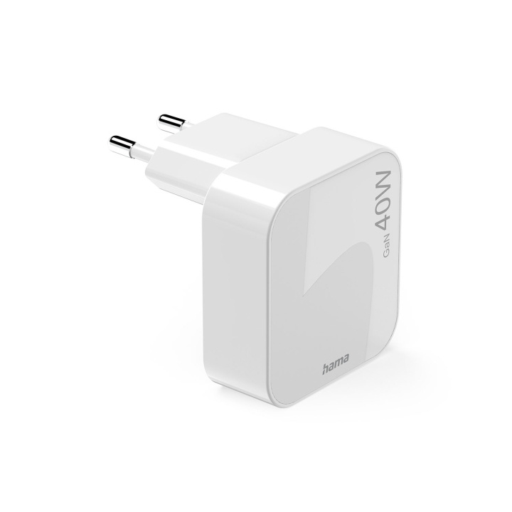 Hama Charger 2xUSB-C GaN PD 40W Fast Folding Mini White in the group SMARTPHONE & TABLETS / Chargers & Cables / Wall charger / Wall charger USB-C at TP E-commerce Nordic AB (D31927)