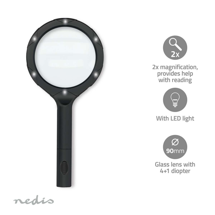 Nedis Handheld Magnifiers | Lens strength: 4 Diopter | 10000 K | 0.05 W | 9 lm | Black in the group HOME, HOUSEHOLD & GARDEN / Tools / Other tools & Accesories at TP E-commerce Nordic AB (D32012)