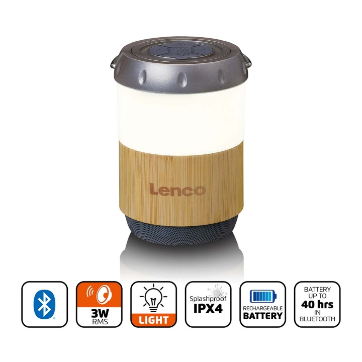 Lenco Lantern with built-in Bluetooth® speaker Bamboo in the group HOME ELECTRONICS / Audio & Picture / Speakers & accessories / Bluetooth Speakers / Portable speakers at TP E-commerce Nordic AB (D32018)