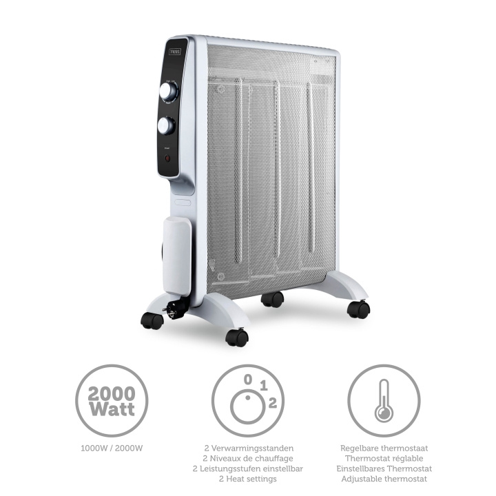 Trebs Mobile micathermic electric heater on wheels 2000W White in the group HOME, HOUSEHOLD & GARDEN / Fans & Climate products / Radiators at TP E-commerce Nordic AB (D32099)