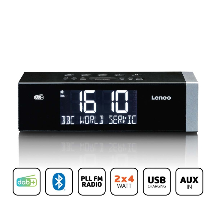 Lenco DAB+ FM clock radio with Bluetooth in the group HOME ELECTRONICS / Audio & Picture / Home cinema, Hifi & Portable / Radio & Alarm clocks / Clock radio at TP E-commerce Nordic AB (D32177)