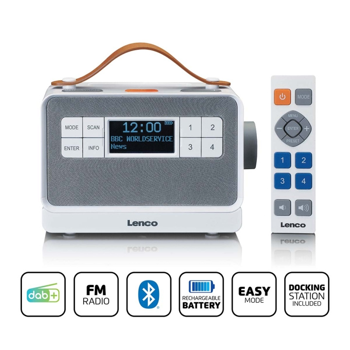Lenco Portable FM/DAB+ radio with big buttons and 