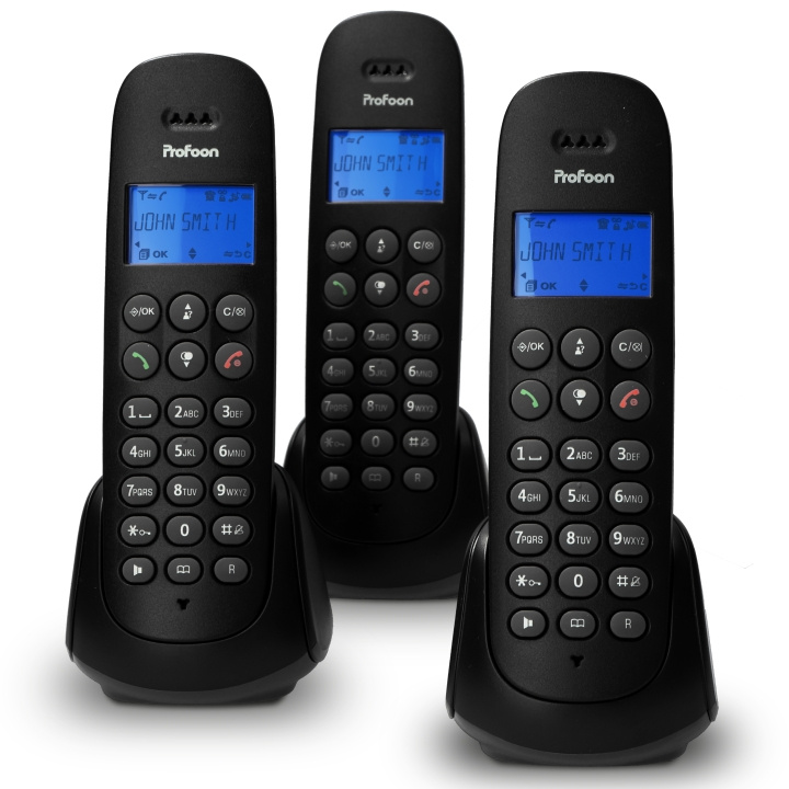 Profoon Cordless telephone with 3 handsets Black in the group HOME ELECTRONICS / Audio & Picture / Fixed telephony at TP E-commerce Nordic AB (D32362)