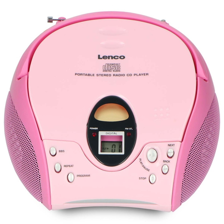 Lenco Portable stereo FM radio with CD player Pink in the group HOME ELECTRONICS / Audio & Picture / Home cinema, Hifi & Portable / Portable audio players / CD-players at TP E-commerce Nordic AB (D32388)