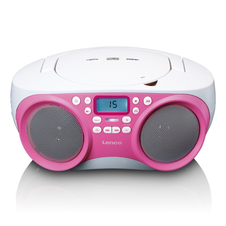 Lenco Portable FM Radio/CD/MP3 and USB player Pink in the group HOME ELECTRONICS / Audio & Picture / Home cinema, Hifi & Portable / Portable audio players / CD-players at TP E-commerce Nordic AB (D32391)